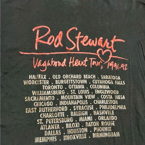 Rod Stewart Vagabond Heart Tour 1991 Vintage Single Stitched T-shirt, Men's XL - Picture 5 of 6